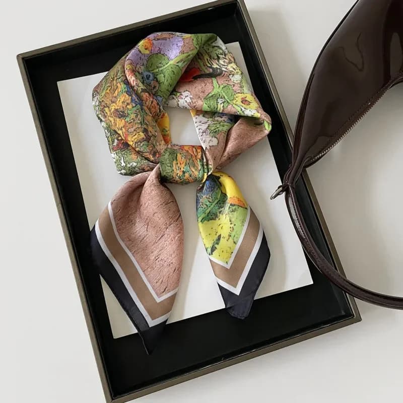 2026 70cm Silk Scarf Neck Small Square Scarf for Women Spring Summer Temperament Versatile High-End Fashion Thin Scarf