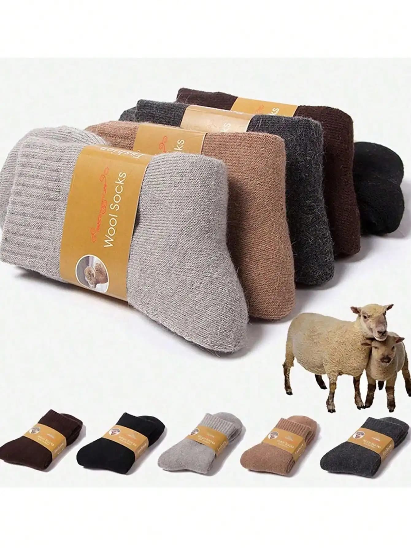 1 pair of women's warm winter socks in super thick men's wool solid thick wool against thick snow socks in cold thermal plush