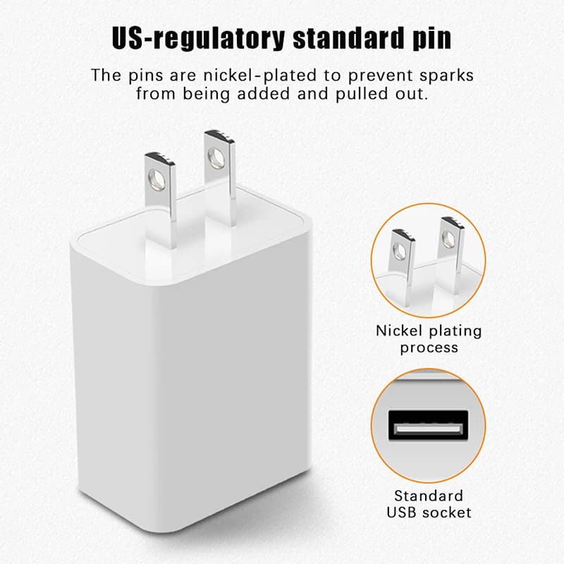 US Adapter 5V 2A Fast Charging UL Plug One USB Port Phone Charging Wall Charger Travel In USA Japan Thailand Canada Colombia