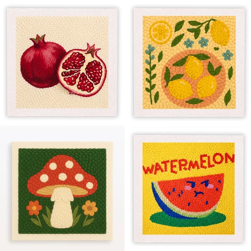 RUOPOTY Fruit Punch Needle Handmade Fun Crafts For Adults Landscape Embroidery Kit Beginner For Adults Art Kits For Adults