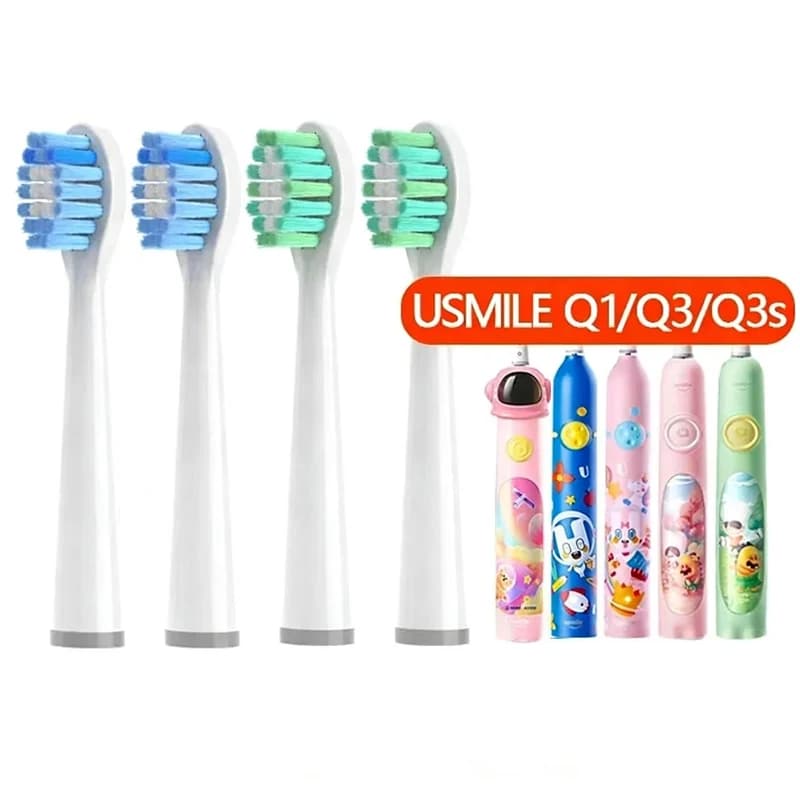 Confezione da 4 testine di ricambio per spazzolino elettrico per bambini usmile Q3 Q3S Q1, setole morbide DuPont con copertura antipolvere