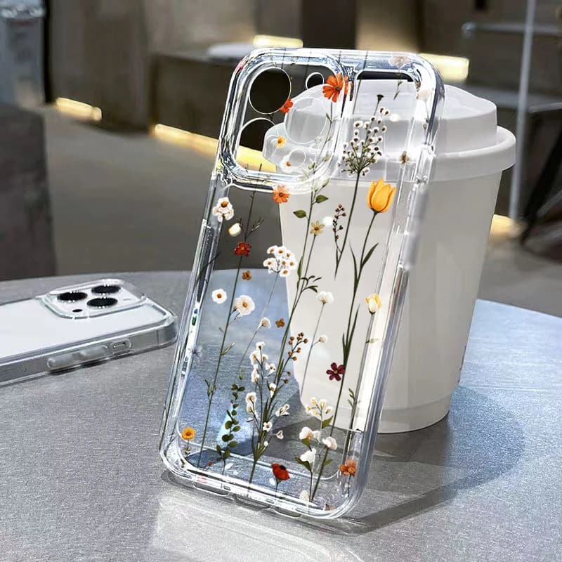 Luxury Clear Floral Phone Case For iPhone Air 17E 16E 7 8 Plus XS XR X 15 14 13 12 11 Pro Max Air Soft Shockproof Cover