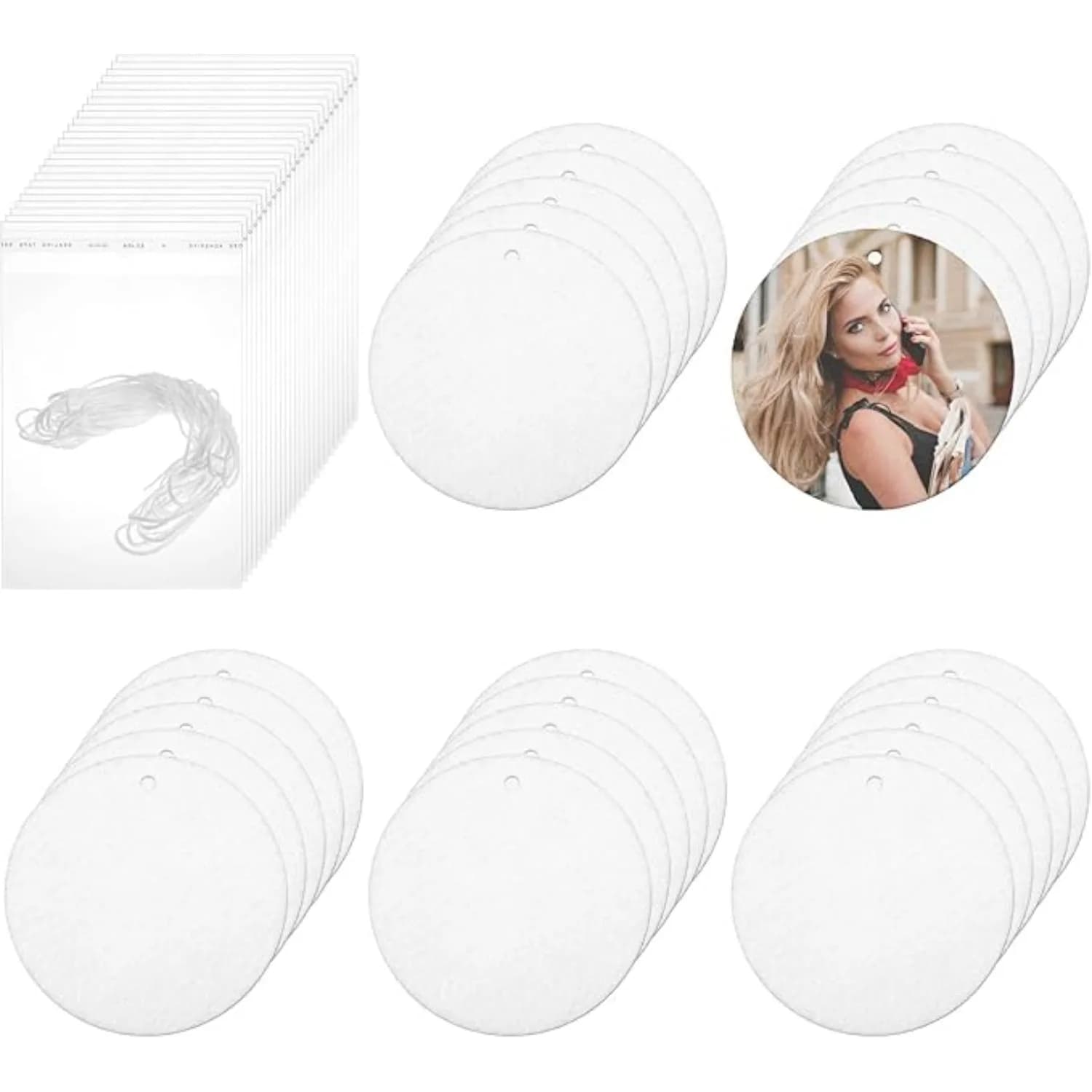 10/30/50 pezzi grezzi per deodorante per ambienti a sublimazione – fogli pendenti rotondi fai da te con cinghie elastiche per auto e decorazioni per la casa