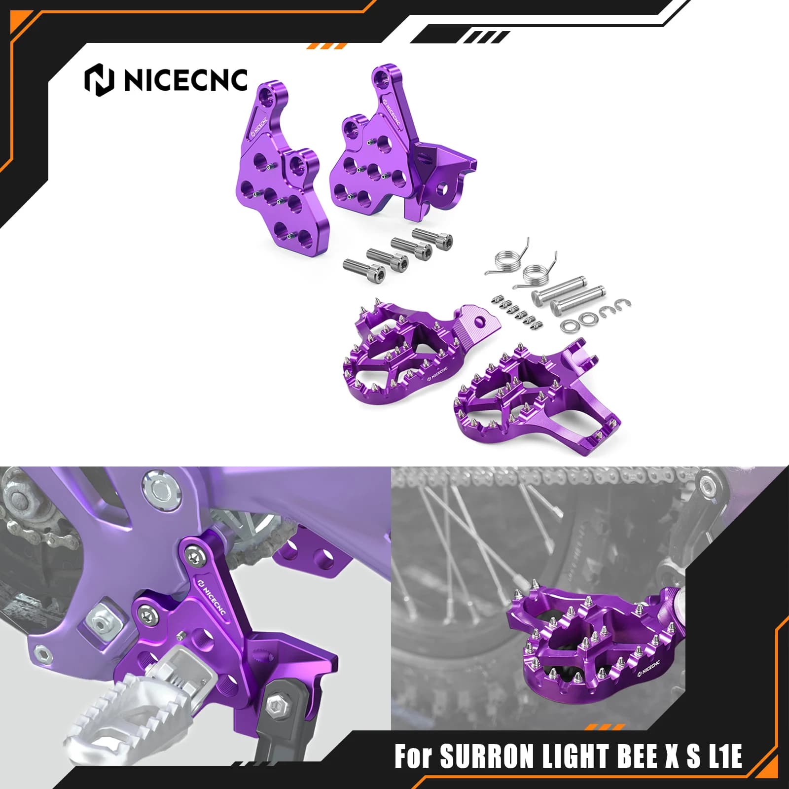 NICECNC Per Surron Light Bee XS L1E Per Segway X160 X260 Motocross Extender Pedane Poggiapiedi e Staffa Elettrica Dirt Bike