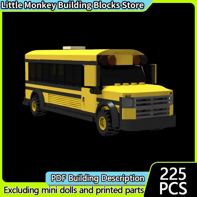 City Car Model MOC Building Bricks School Yellow Passenger Bus Modular Technology Children Holiday Gifts Assemble Toys Suit