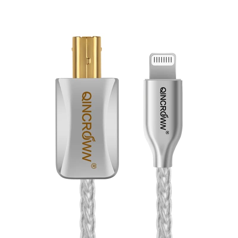 Cavo audio per amplificatore di potenza per organo elettronico da decodificatore DAC per telefono cellulare in argento sterling da USB-B per iPhone