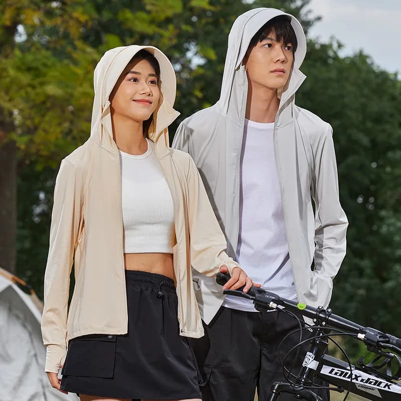 Giacca da uomo e da donna UPF 50 + leggera felpa con cappuccio da sole con Zip intera camicie da sole a maniche lunghe per uomo escursionismo pesca felpa con cappuccio Uv