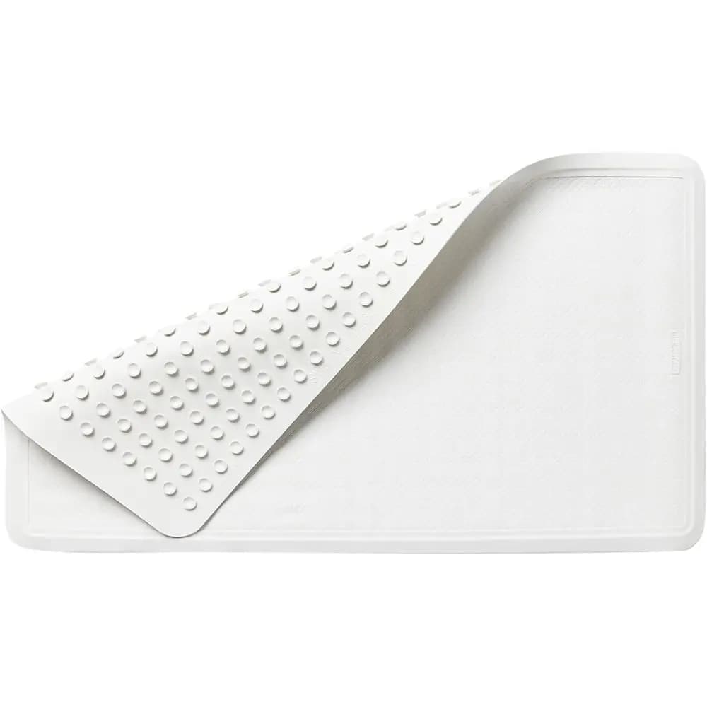 Large White Suction-Backed Bath Mat, Ideal for Home, Hotel, Shower, Bathtub