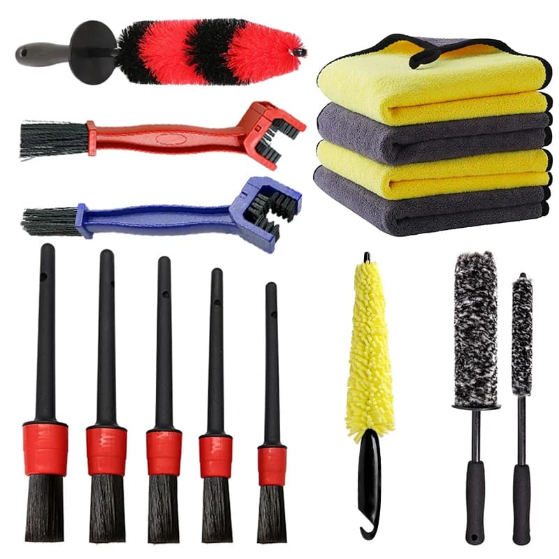 Set di spazzole universali per lavaggio ruote per auto Strumenti per la pulizia dei cerchi dei pneumatici per auto Spazzola per lavaggio ruote per moto Accessori per il lavaggio dei dettagli automatici