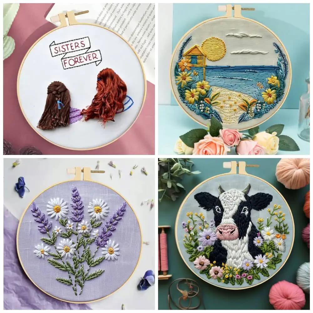 Fiore Animale che include ricamo per adulti Kit da cucito Accessori per cinturini e anelli Regalo fatto a mano