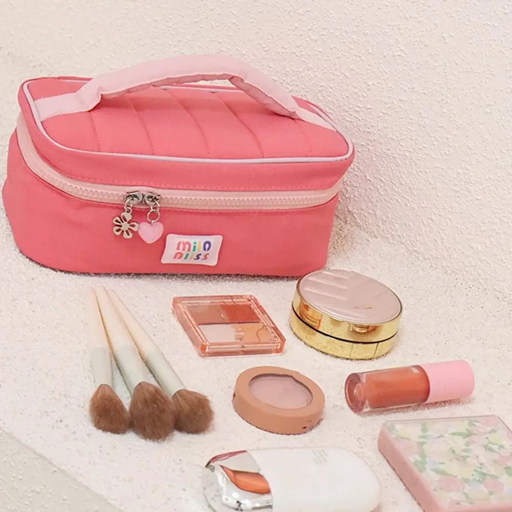 Small Fresh Macaron Cosmetic Bag Portable Large Capacity Travel Cosmetic Handbag Contrast Color Girl Series Storage Handbag