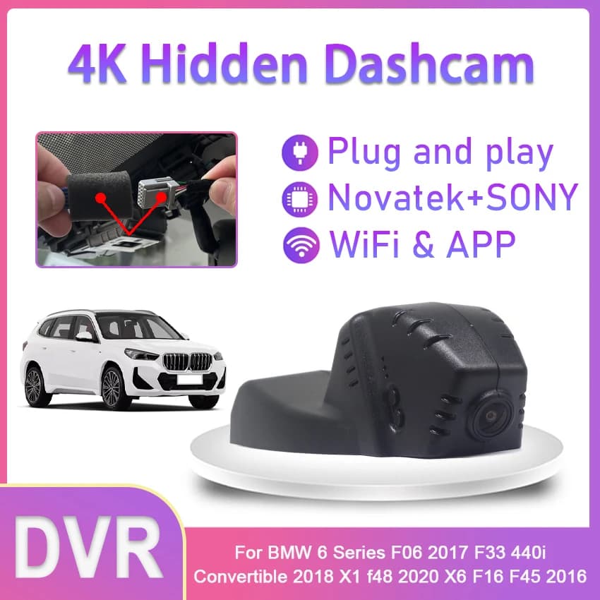 4k 2160P Car DVR Camera, Video Recorder for BMW Series 6 F06 2017 F33 440i Convertible 2018 X1 f48 2020 X6 F16 F45 2016
