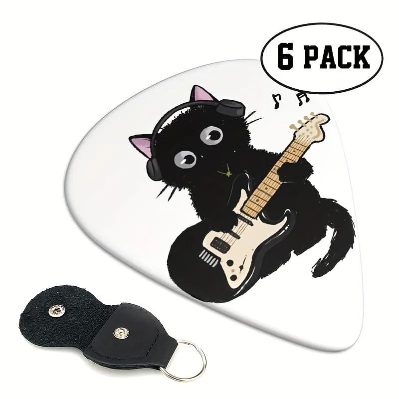 6 Pezzi Plettri Originali per Chitarra, Plettri a Doppia Faccia Stampati per Ukulele, Portachiavi, Regalo per Amanti della Musica