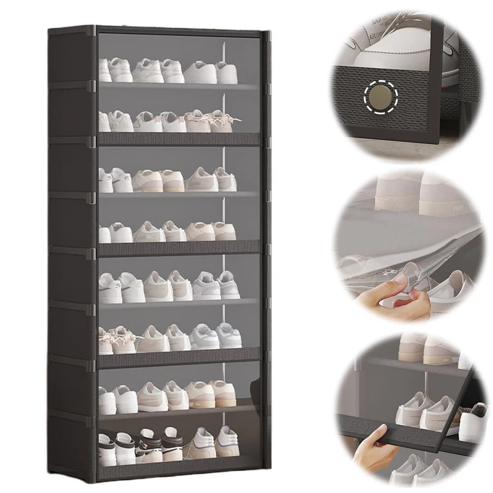 9-level shoe with transparent cover, sneaker organizer, shoe rack with closed shelves for entrance, bedroom and hallway