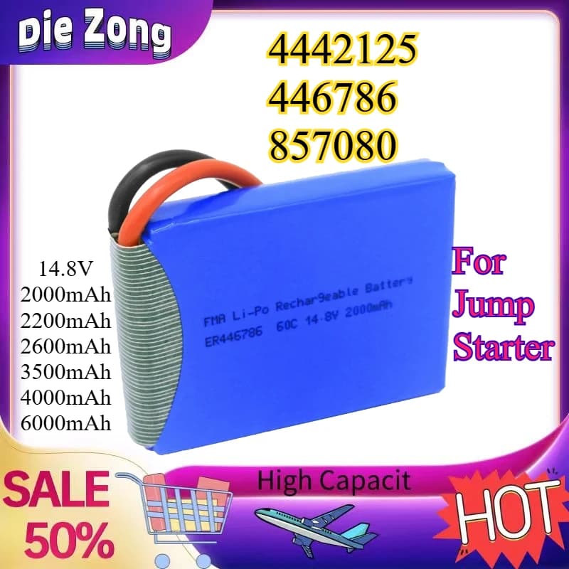 Nuova Batteria Ricaricabile 4442125 446786 857080 2000-6000mAh 14.8V per Avviatore d'Emergenza Auto, Booster, Accenditore