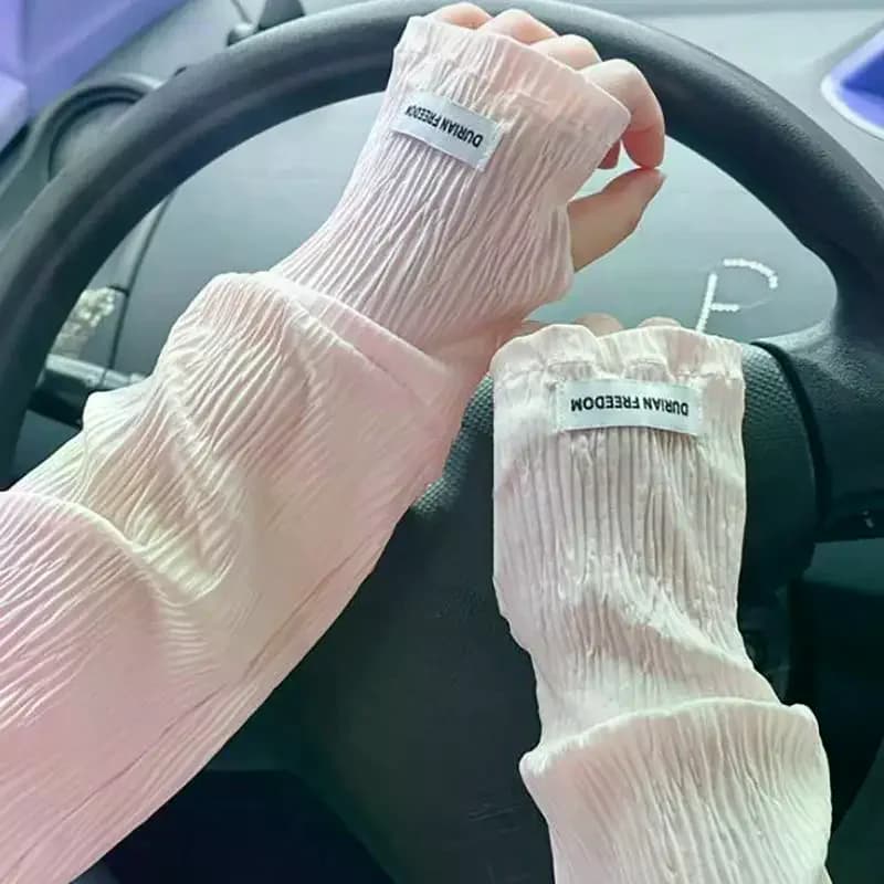 Fashionable Ice Silk Gloves for Women and Girl, Summer Solar Protection for Arms and Hands, Ideal for Cycling
