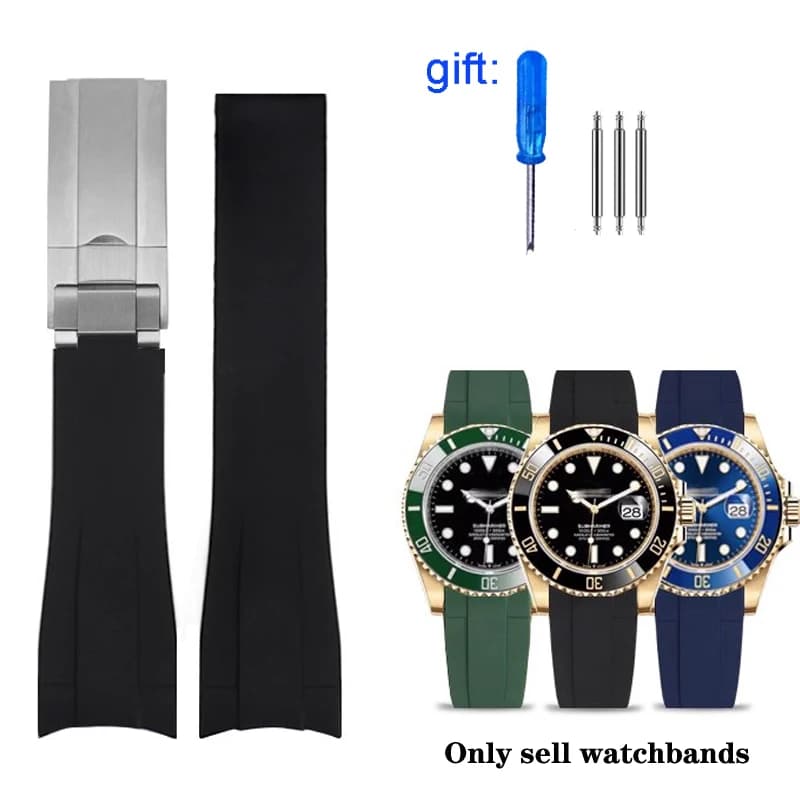 Cinturino per orologio per Rolex DAYTONA SUBMARINER Yacht-Master GMT Explorer Silicone 20mm Accessorio in gomma Bracciale per orologio Cinturino a catena
