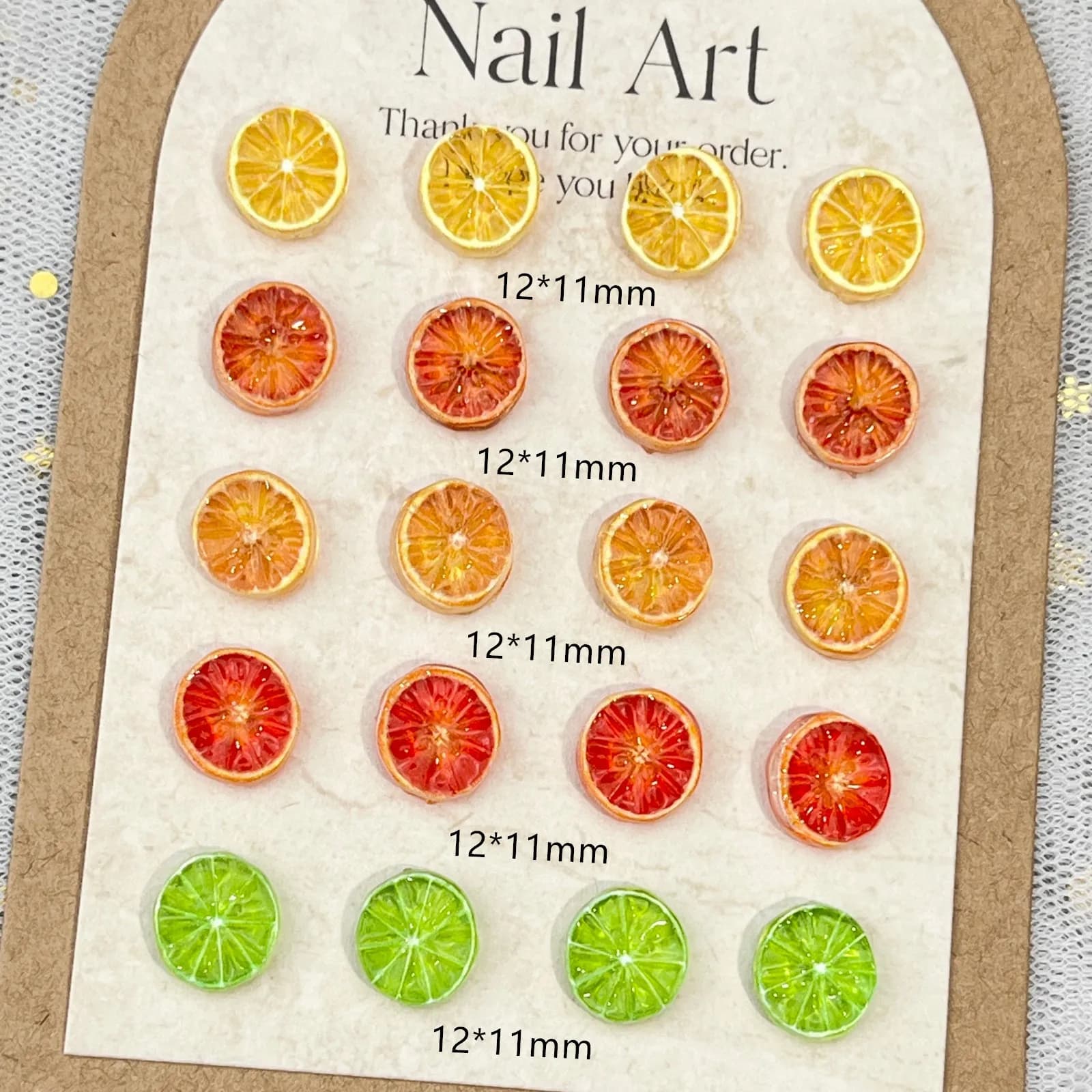 Frutta a fette Pendenti per unghie in resina arancione Giocattoli alimentari simulati Fette di limone Accessori per nail art Colla per crema fai da te Decorazioni per manicure