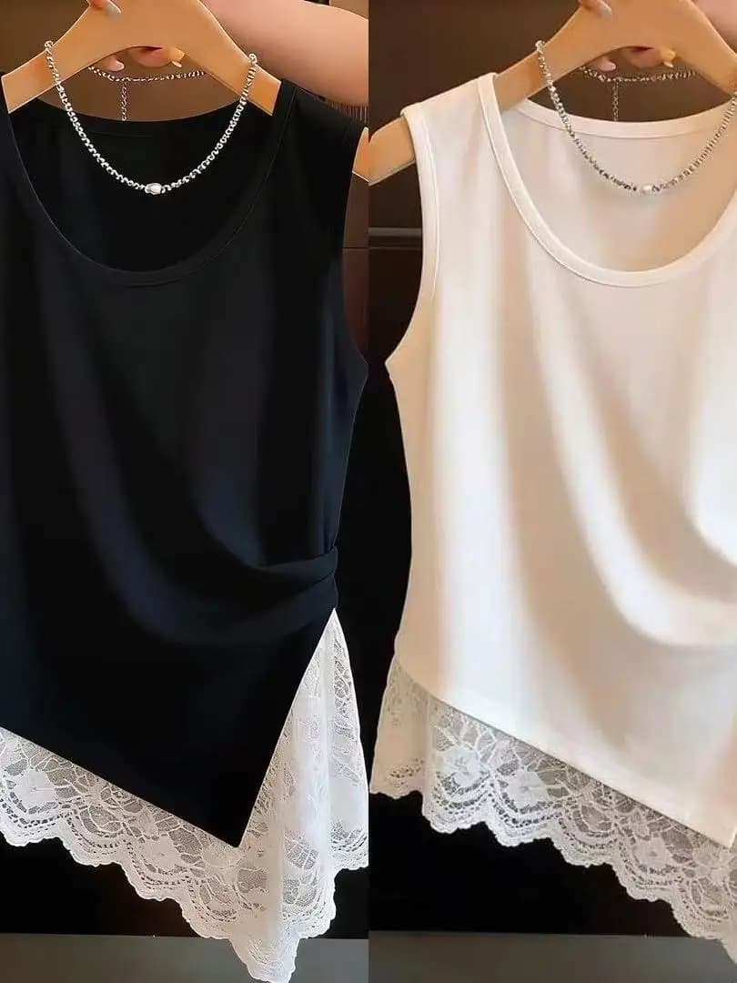 Women's Lace, Thin, Summer, Sleeveless, Cotton Blend, Breathable, With Irregular Hole