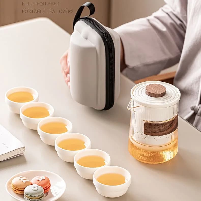 Glass Ceramic Portable Teapot Set Outdoor Travel Tea Ceremony Teacup Essence Gift Kung Fu Tea Set