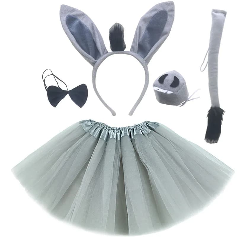 Bambini Bambini Ragazza Animali Asino Fascia Bowtie Coda Tutu Gonna Anime Puntelli Compleanno Costume di Halloween Cosplay