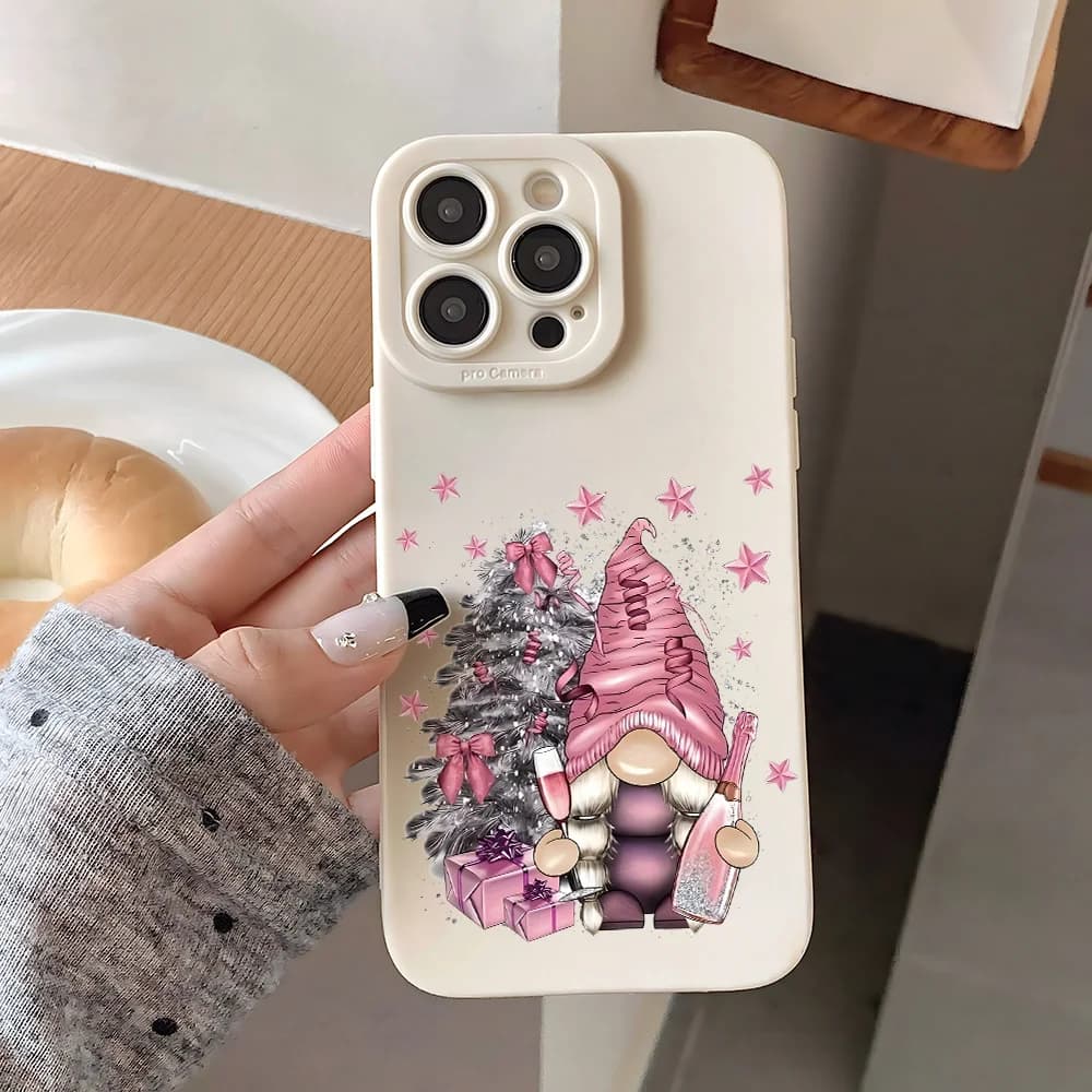 NEW Christmas Champagne cute Little elf shockproof phone case, for Iphone 17 promax 16/15/14/13/12/11 Pro Plus Pro Max