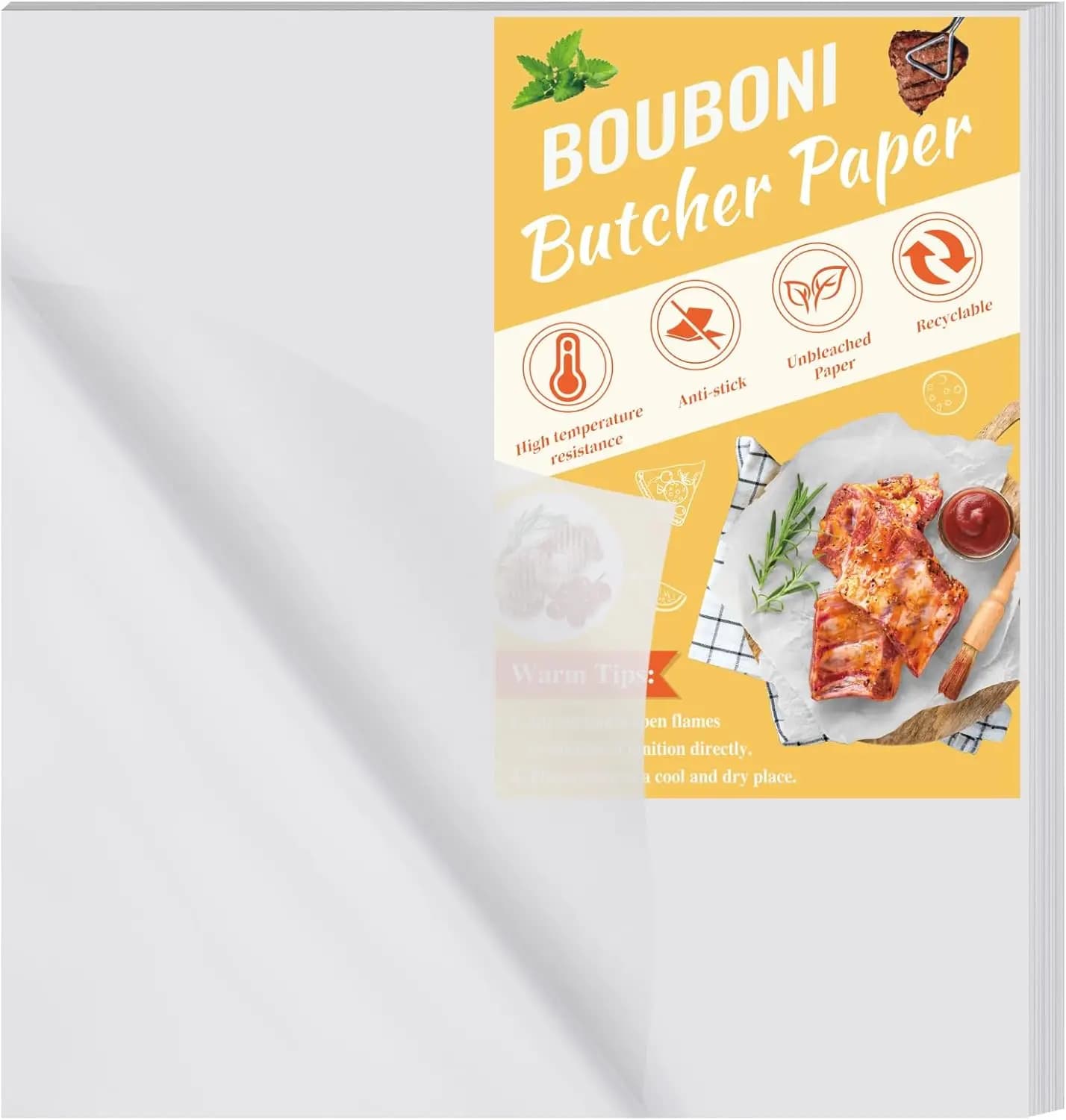100 Fogli di Carta da Macellaio per Sublimazione 15x15 Pollici Pretagliati Monouso Senza Cera per Confezionare Carne e Arte con Termopressa
