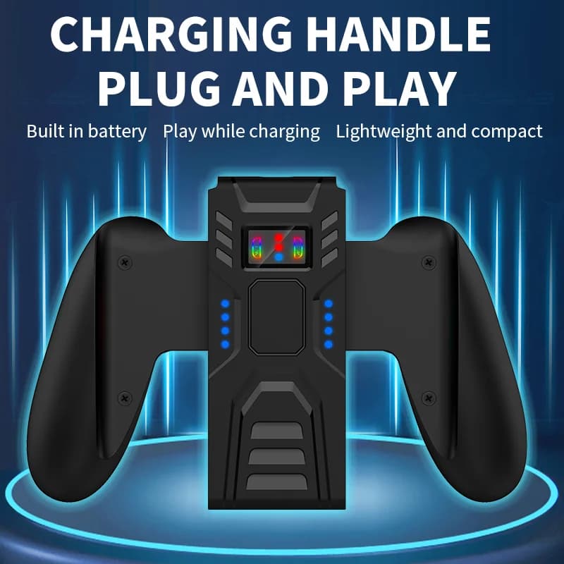 Impugnatura di ricarica comfort ABS per controller interruttori, dock di ricarica portatile con cavo USB-C e indicatori di batteria JOY-02