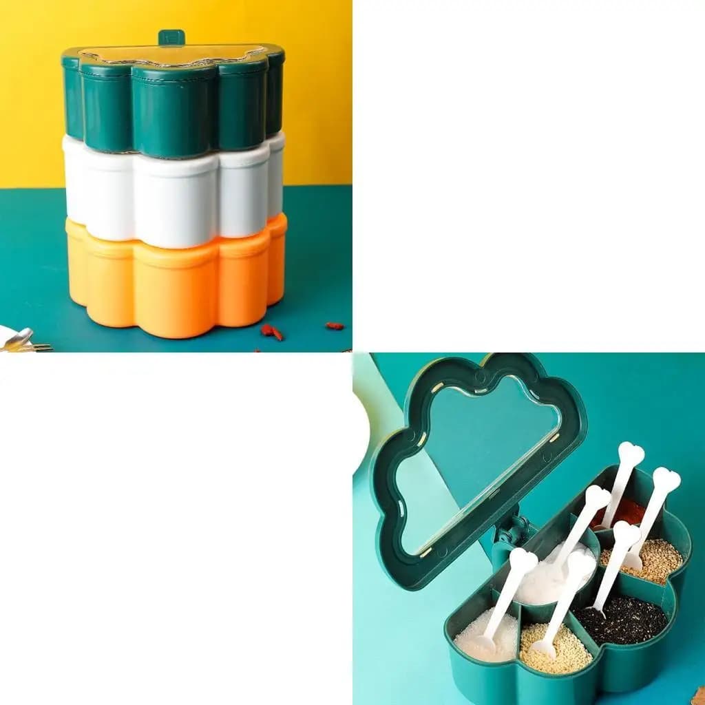 Barattolo per spezie da cucina con coperchio trasparente e manico 6 griglie 6 cucchiai Set scatola condimenti per cucinare