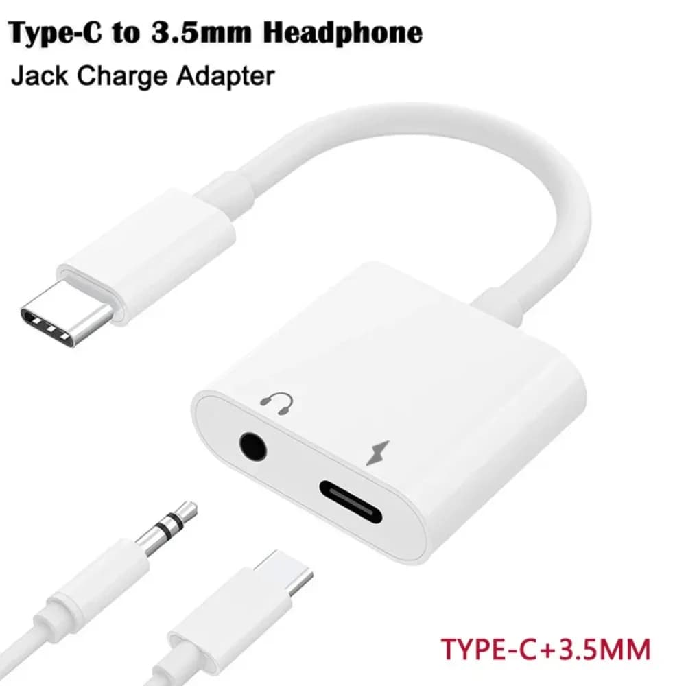 Adattatore audio 2 in 1 da USB C a jack da 3,5 mm, cavo di ricarica Aux Type-C/doppio jack Type-C per connettore auricolari cablati Samsung Xiaomi
