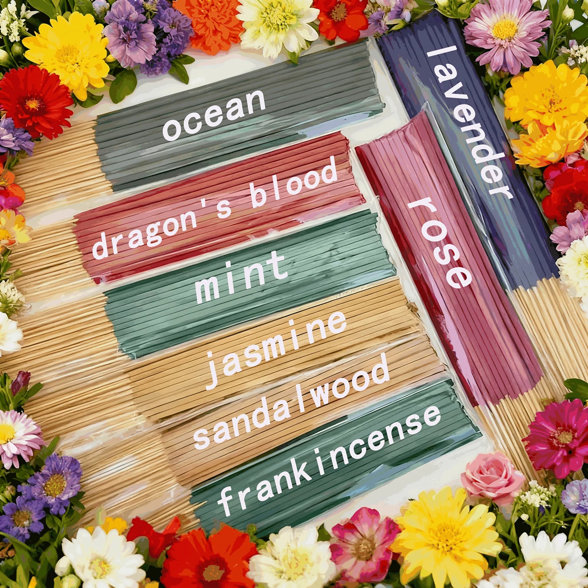 8 set di bastoncini di incenso - 160/400/800 bastoncini, profumi naturali perfettamente selezionati da gelsomino, menta, salvia bianca, rosa, lavanda, legno di agar, sangue di limone, incenso, fiori di ciliegio, fragranze miste, adatte per la casa, l'ufficio