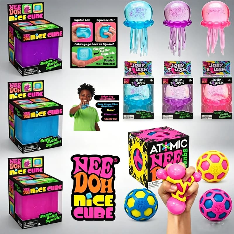 NeeDoh Squishy Schylling Atomic Stress /;Relief Ball Squishies Blind Box Stress .Relief Toy Sensory NeeDoh Fidget Toy Party Gift