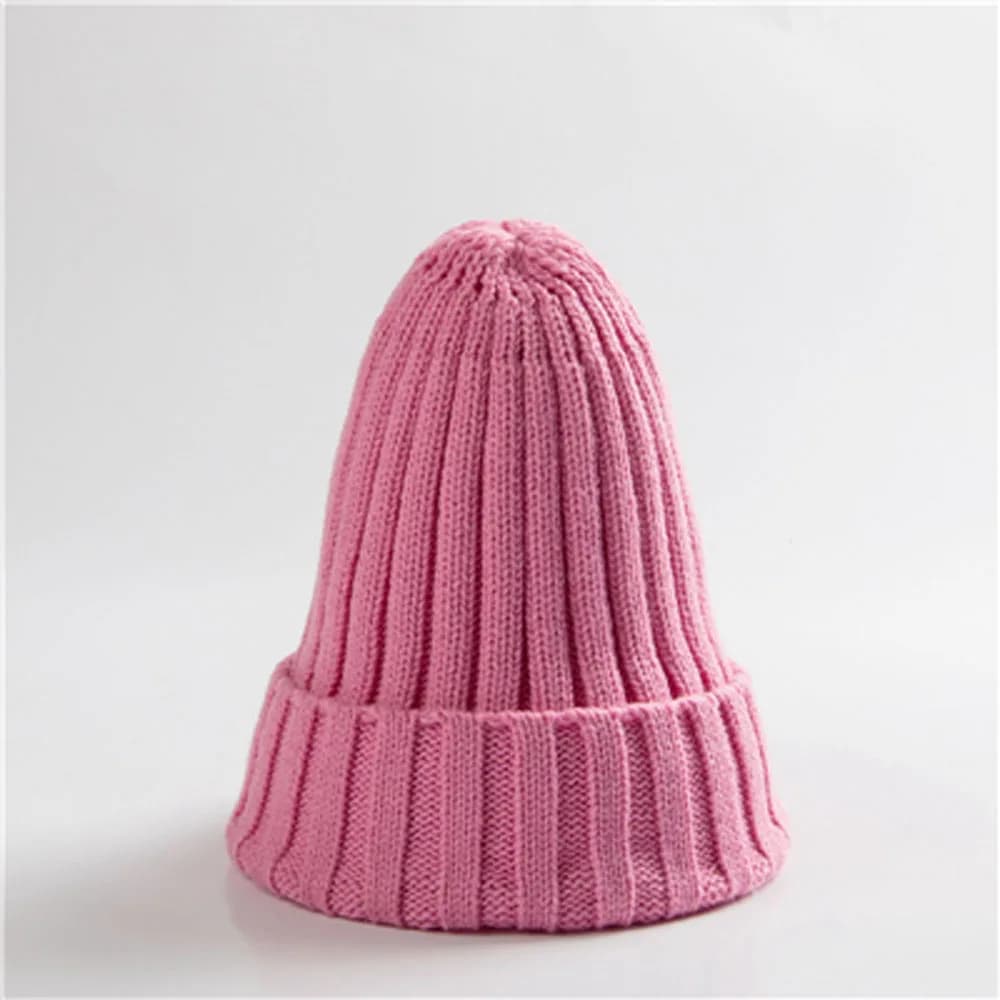 Protezione per le orecchie da uomo e da donna in lana colorata con bordo solido lavorato a maglia Cappuccio caldo e aderente Tendenza cappello autunnale e invernale