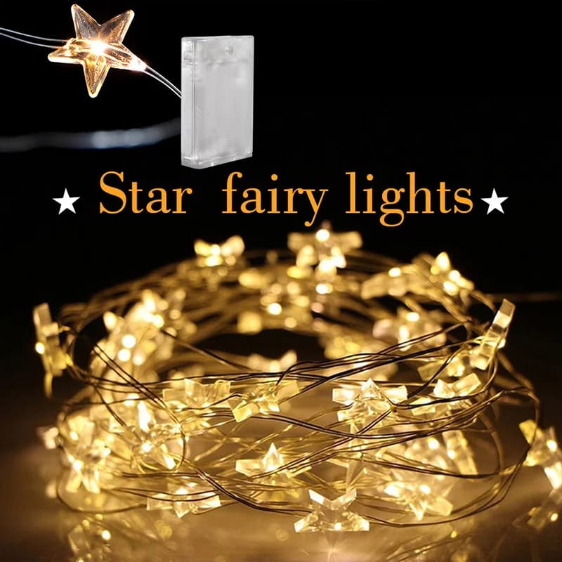 6M Star Fairy Lights Mini LED String Garland decorazione per camera da letto tenda da giardino batteria 3XAA illuminazione per feste di matrimonio all'aperto