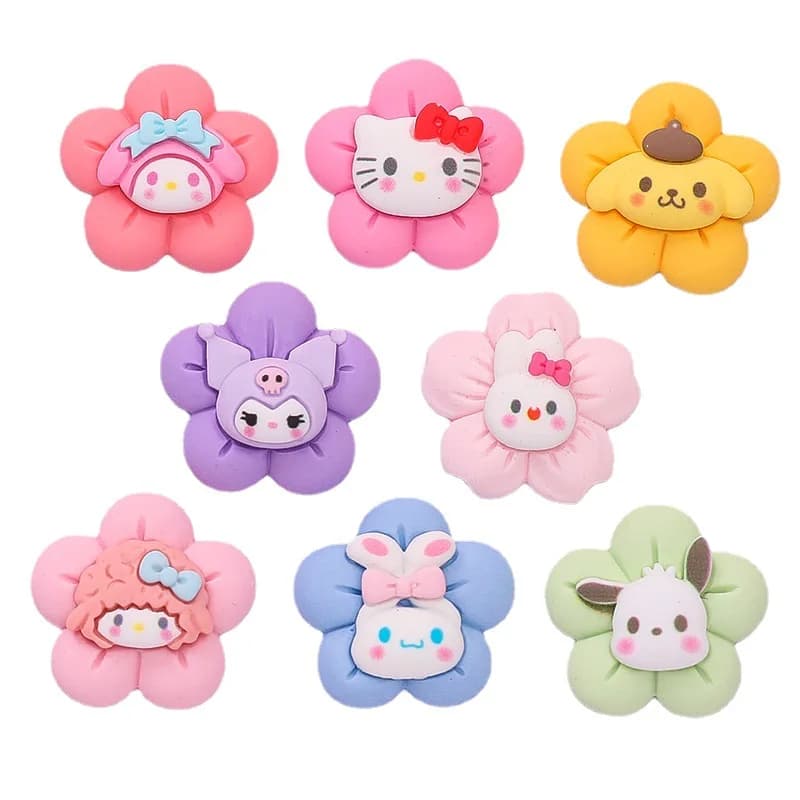 10Pcs Kawaii Cartoon Transparent Flower Series Flatback Resin Miniatures DIY Phone Shell Patch Cute Hair Accessories Toy