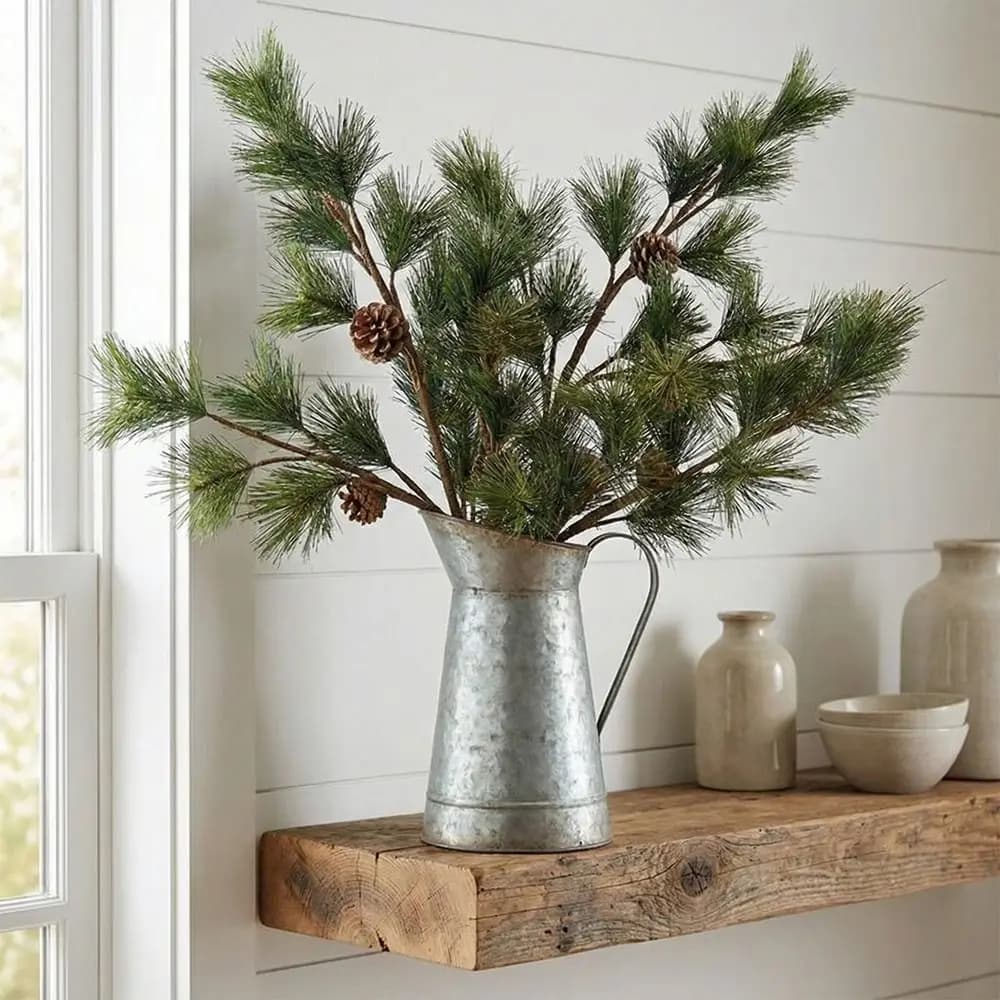 Realistic Artificial Pine Branch Plastic with Pine Cones Artificial Pine Trees Chinese Style Faux Pine Plant Home Decoration