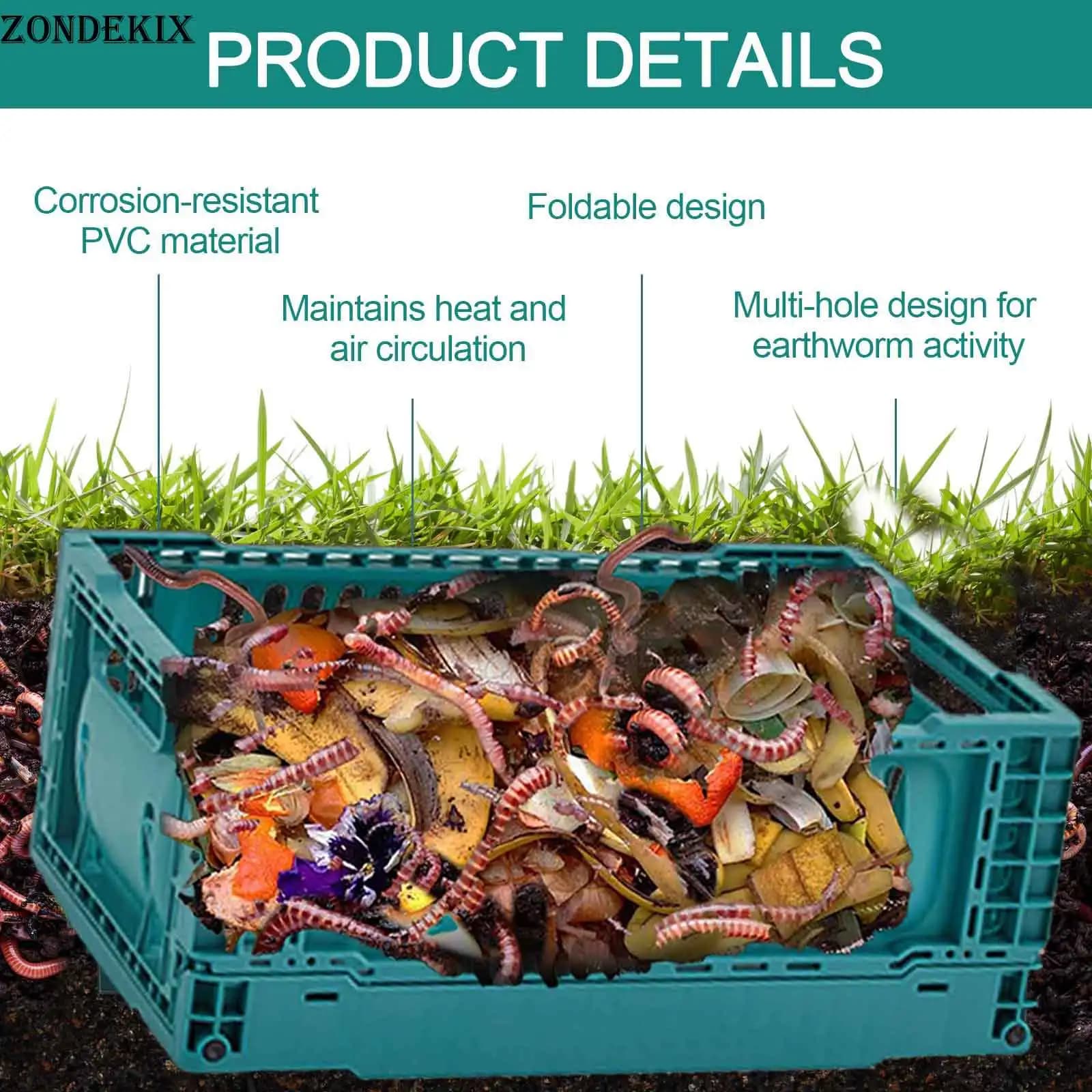 Green Foldable Outdoor Worm Compost Bin, Portable, Foldable, Multi-purpose, Suitable For Organic Waste, Garden, Courtyard