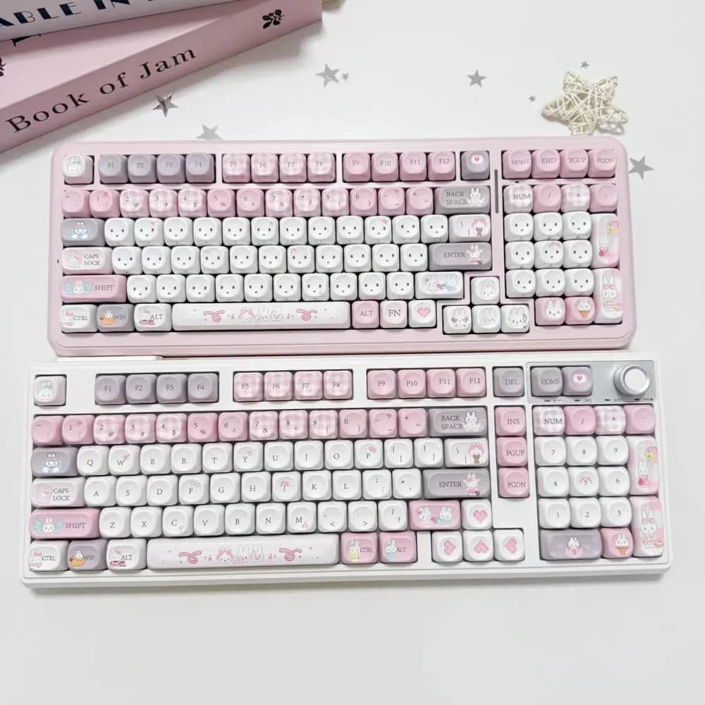 Cartoon Miffy Rabbit Keycap MOA Height Mechanical Keyboard Cross Axis Game E-sports Accessories PBT Sublimation Craft Gift