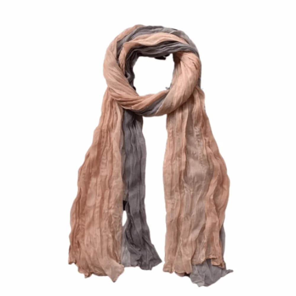 Bohemian Women's Long Pleated Shawl Windproof Warm Bandana Shawl Wraps Lightweight Gradient Color Gradient Texture Scarf