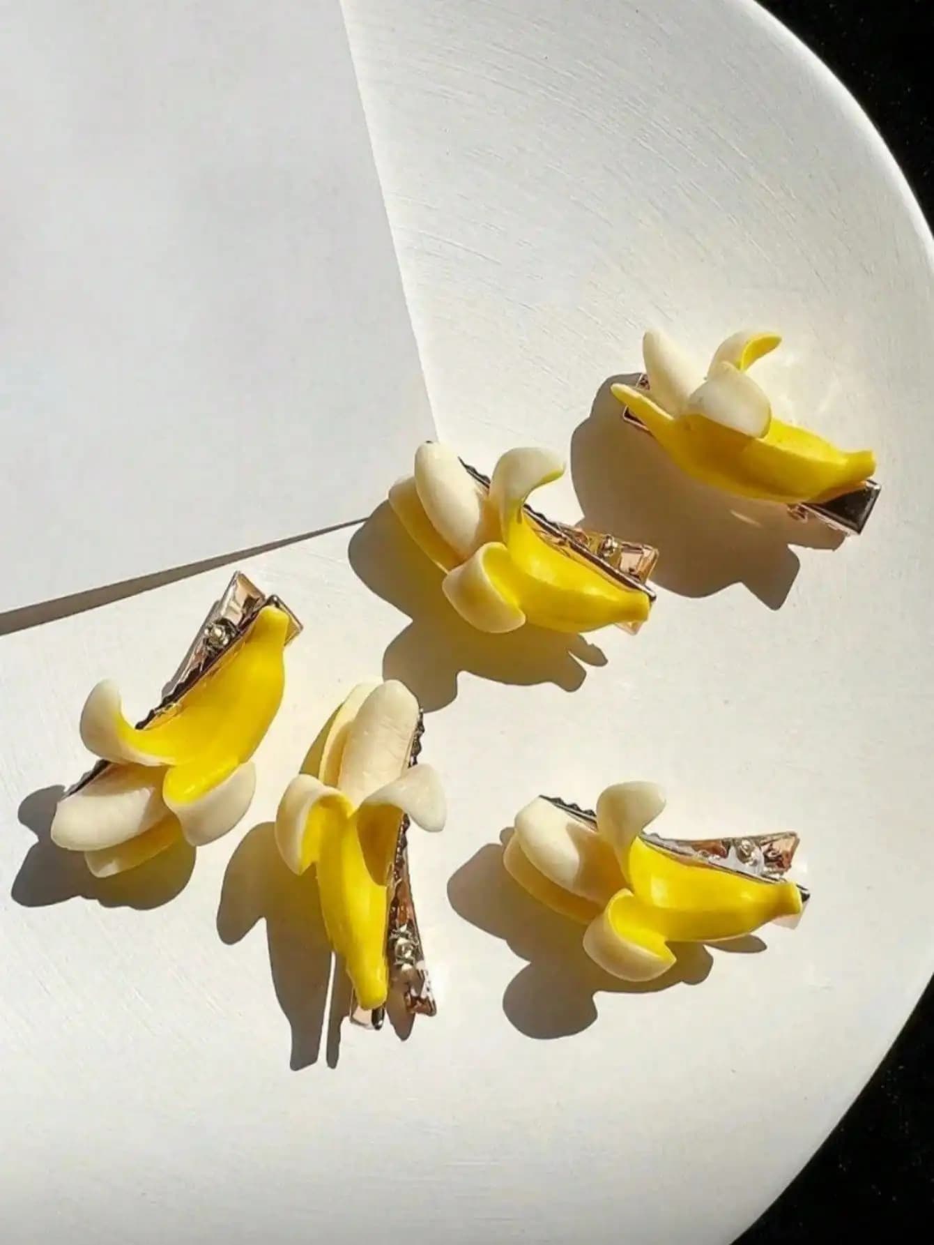 2 fermagli per capelli a forma di banana, divertenti e alla moda, per le vacanze, fermagli a pinza, fermagli per capelli, accessori per capelli, accessori per la testa, accessori per capelli da donna, forcine per capelli