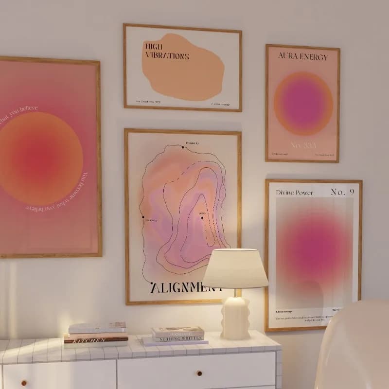 Divine Energy Trendy Spiritual Poster Prints Angel Energy Positive Manifesting Gradient Aura Wall Art Canvas Painting Home De