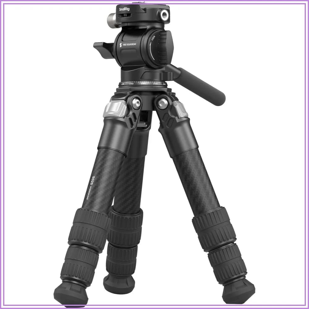 Compact Carbon Fiber Tabletop Tripod Kit, 17'' Mini Desktop Tripod with Video Head, Max Load 6.6lb for Cameras, DSLR