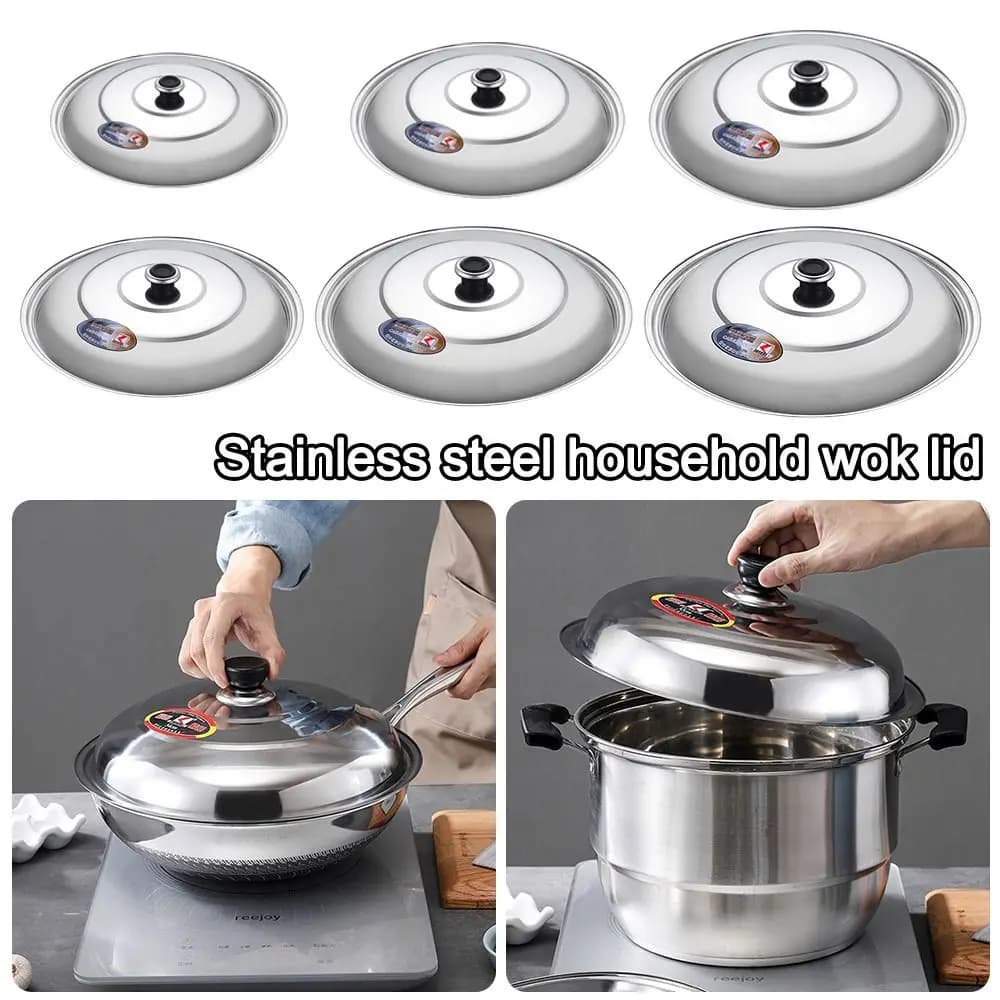 Coperchio Universale per Wok 30-42cm, Antiscottatura, in Acciaio Inox Riutilizzabile, per Padelle e Pentole, Utensile da Cucina per Ristoranti