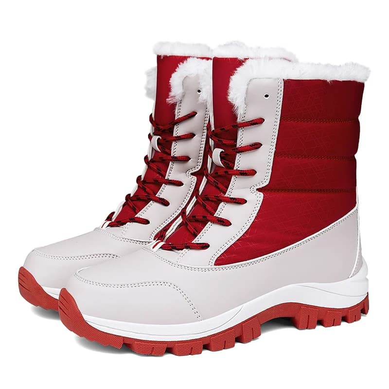 High-Top Women's Snow Boots, Winter Fleece-Lined and Thickened for Warmth, Thick-Soled Outdoor Hiking Boots, Outdoor Travel and Daily Wear Cold-Proof Women's Shoes