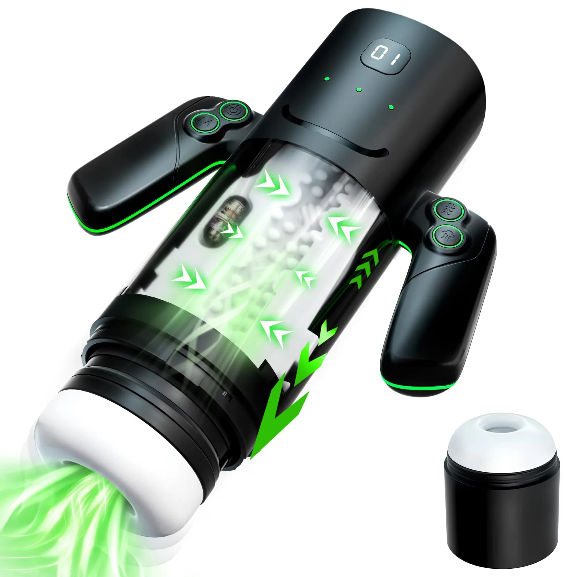 3 IN 1 Succhiare Automatico Tazza di Masturbazione Maschile con Manico Doppio Strato telescopico Maschio Stroker Figa Tascabile Giocattolo Adulto per Gli Uomini