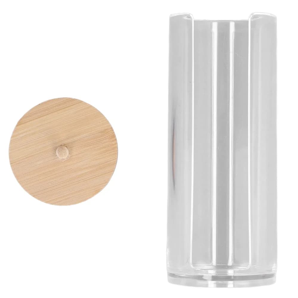 Dispenser Decorativo per Dischetti di Cotone, Contenitore Trasparente in PS per Bastoncini di Cotone con Coperchio, Porta Dischetti Cosmetici per Bagno