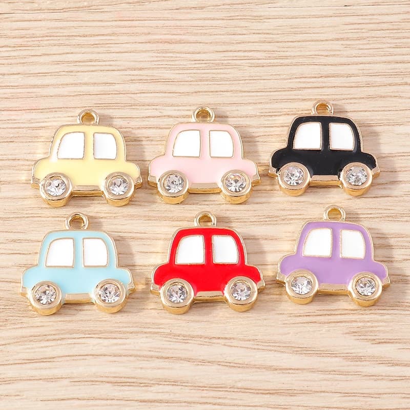10pcs 17x16mm Cool Colorful Enamel Car Charms Pendants for Jewelry Making Bracelets Earrings Necklaces DIY Crafts Accessories