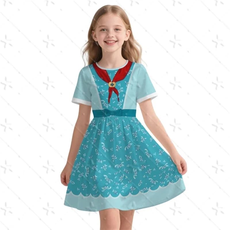 Costume Cosplay ST 5 Holly Wheeler, Blue Dress Set with Scarf and Mantle, Baby Dresses, Halloween Dressing, Carnival Clothing