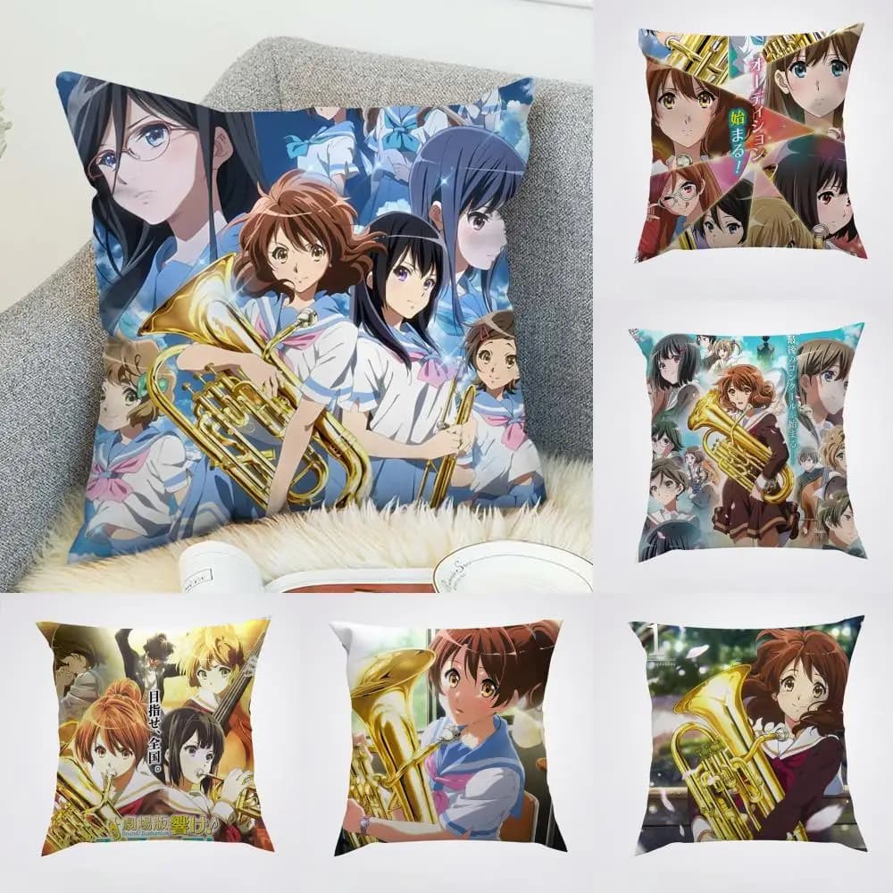Fodera per cuscino Sound Euphonium 3, decorativa per auto e divano, stampa fronte-retro, in peluche, quadrata, per cuscino decorativo