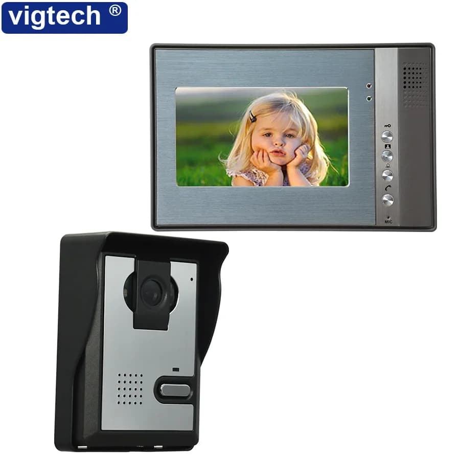 Vigtech7 " LCD Color Video door phone Intercom System home doorbell device Night Vision waterproof Camera support Electric Locks